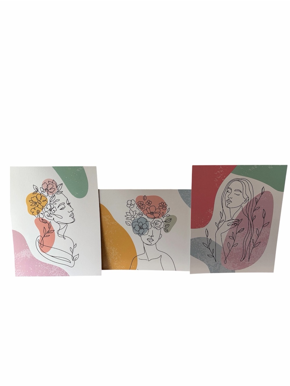 Modern Neutral Floral Abstract Wall Art Print -11x14 (3 prints)